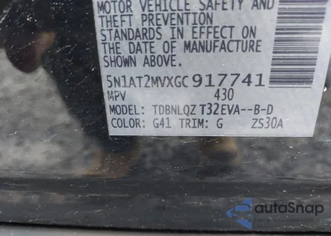 2016 Nissan Rogue Sv из США, поврежденный, VIN 5N1AT2MVXGC917741